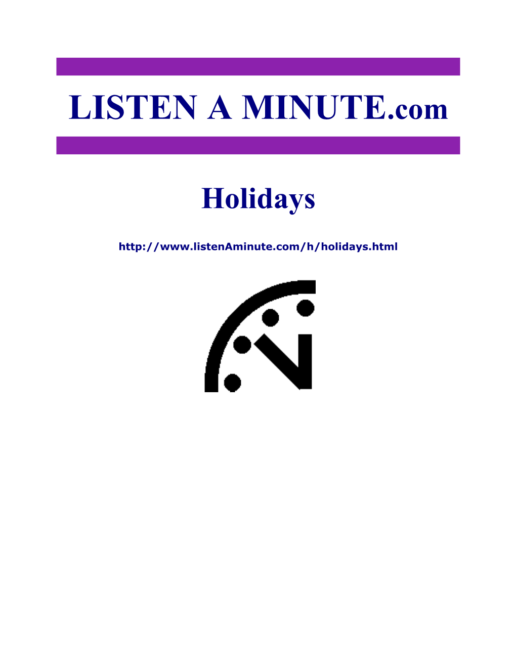 Listen a Minute.Com - ESL Listening - Holidays