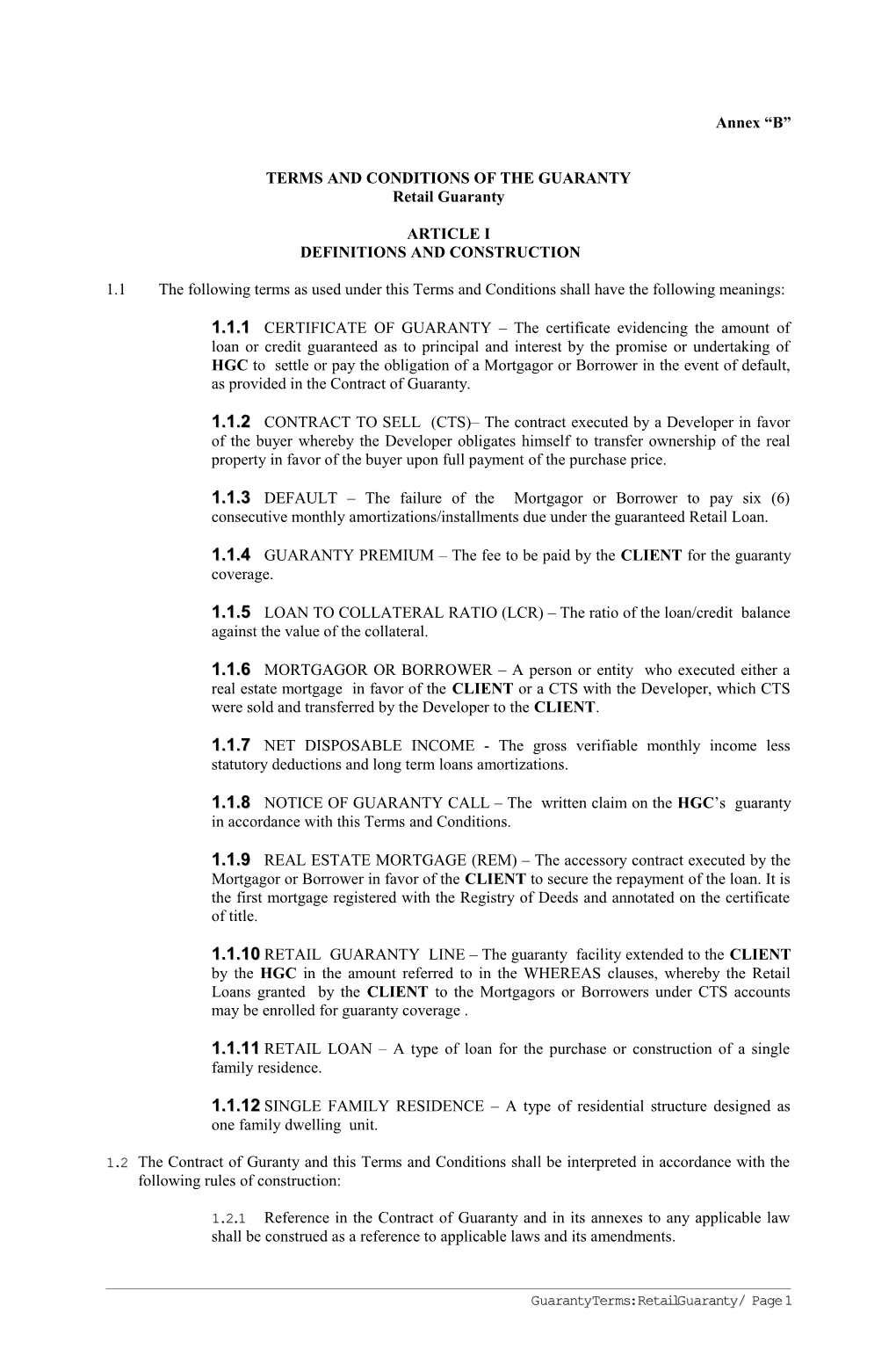 Contract of Guaranty