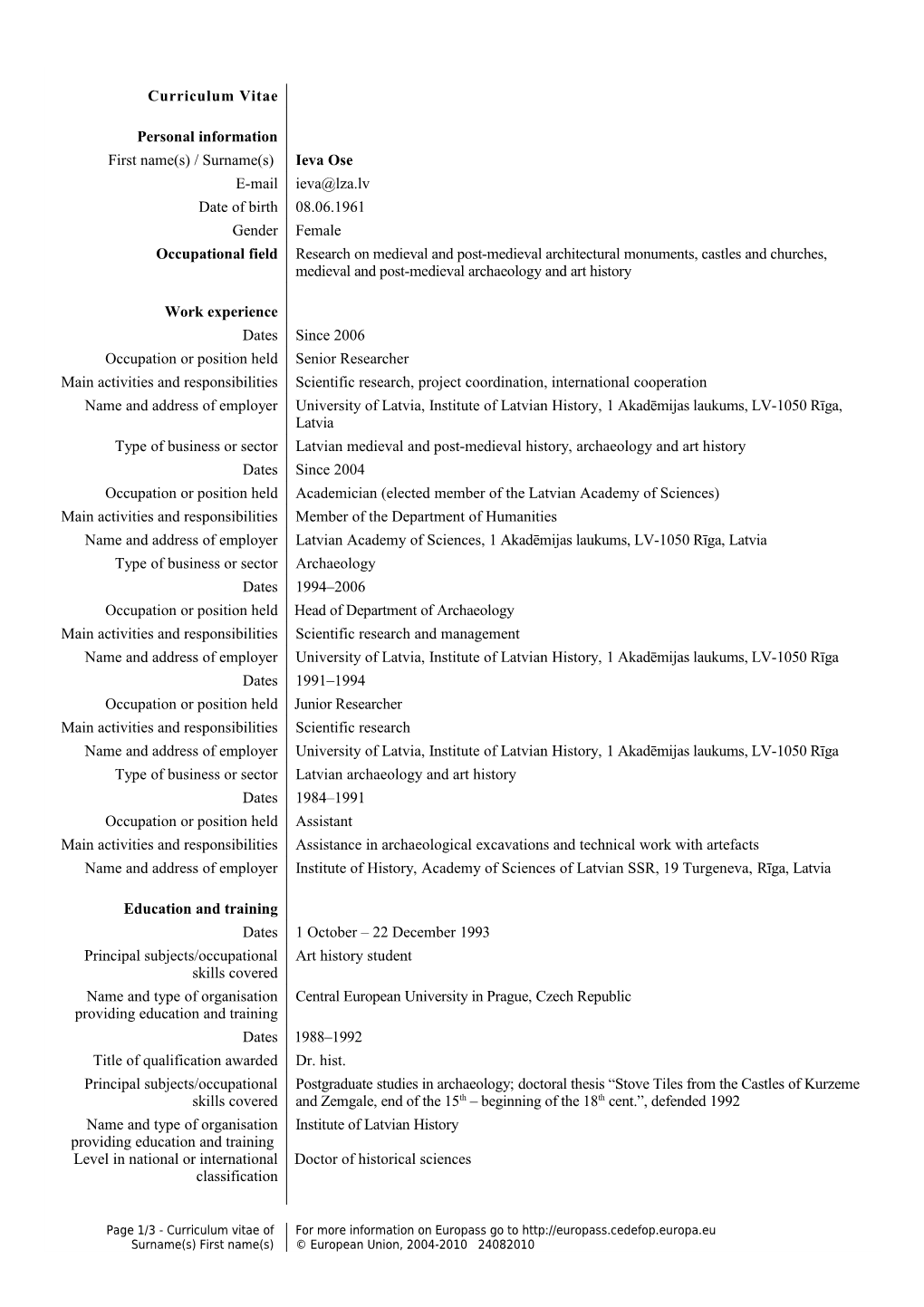 Europass Curriculum Vitae s10