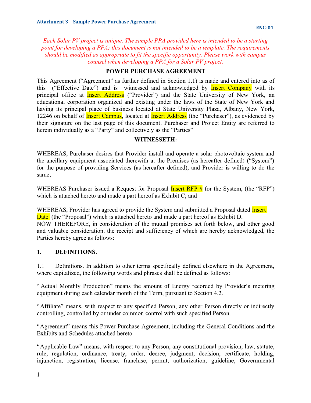 Power Purchase Agreement s1