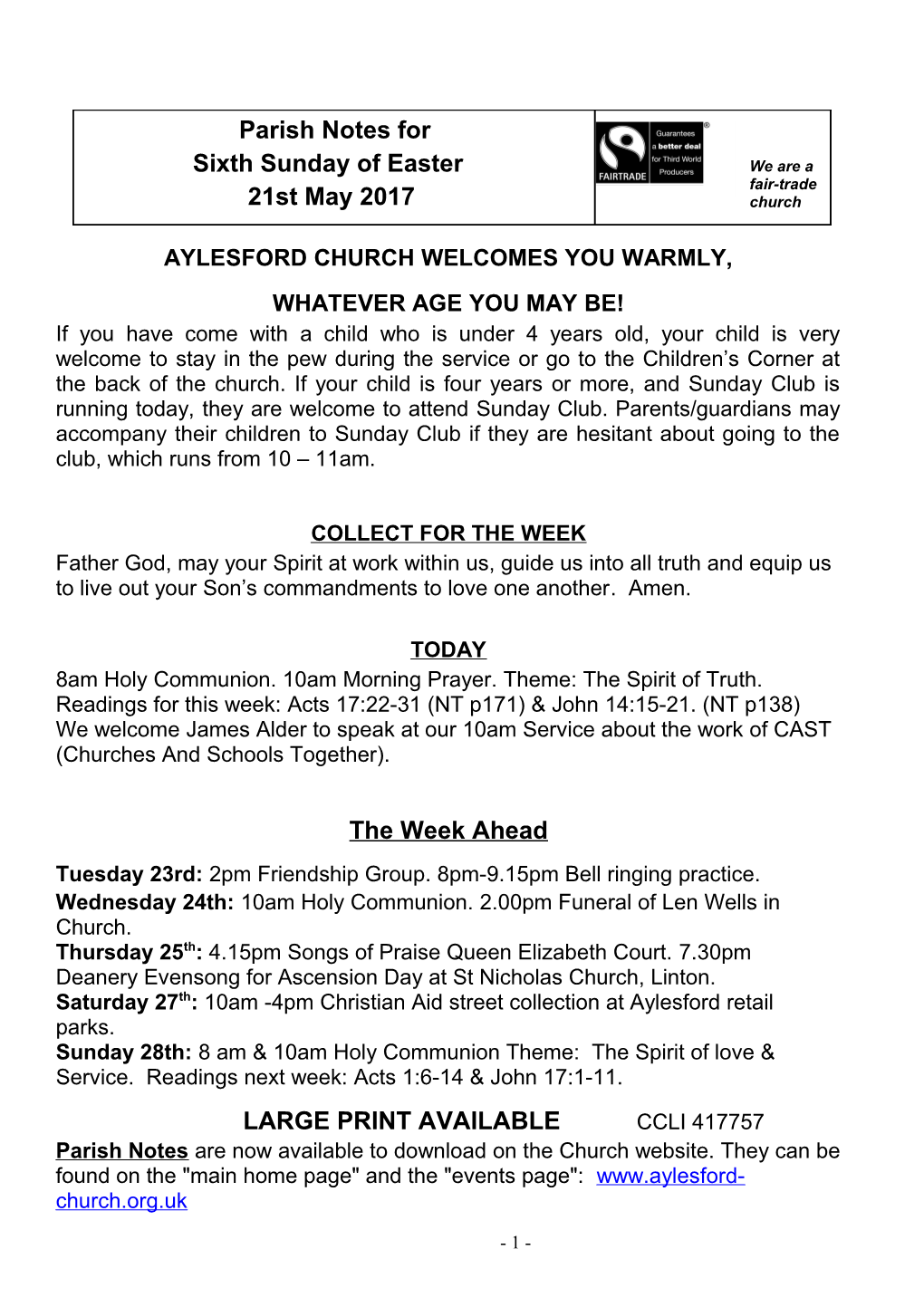 Aylesford Church Parish Notes Template