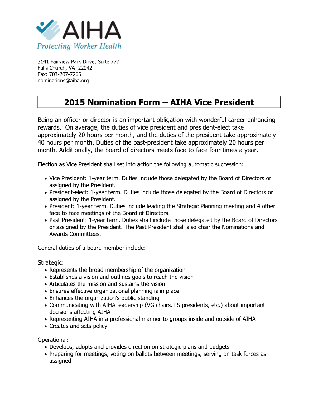 Board Nomination Form