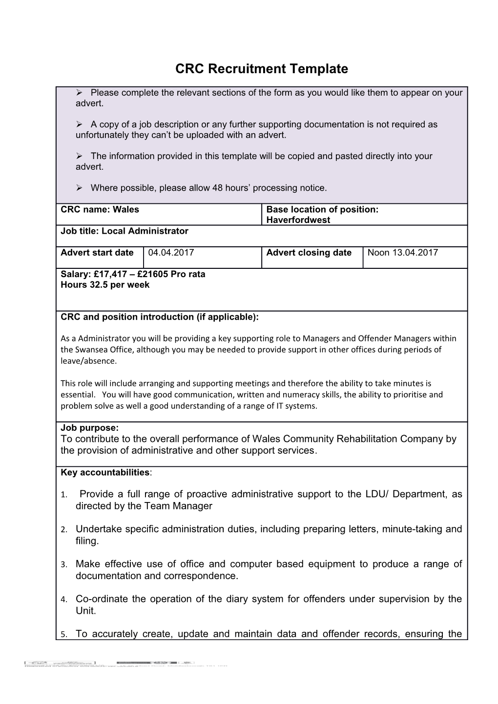 CRC Recruitment Template