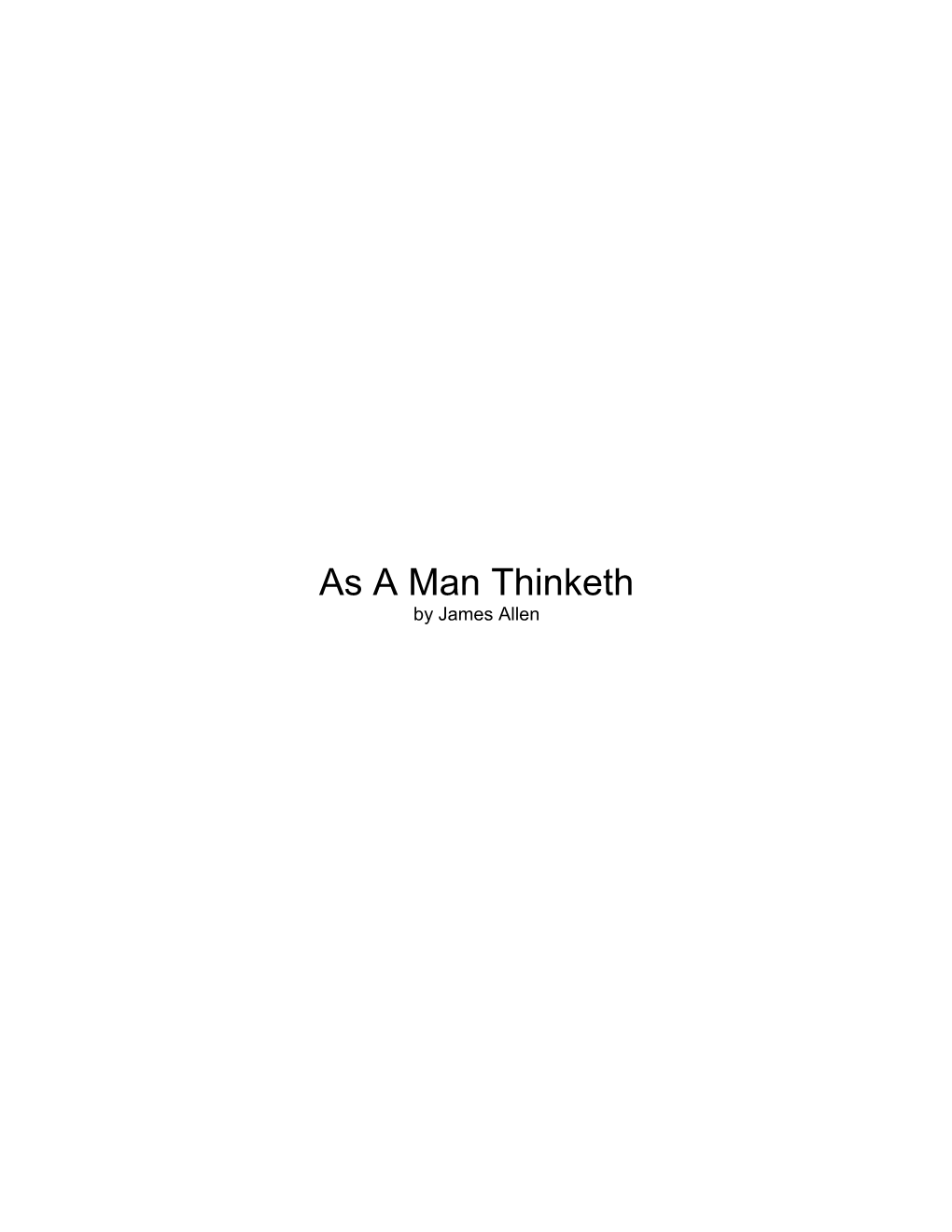 As a Man Thinketh