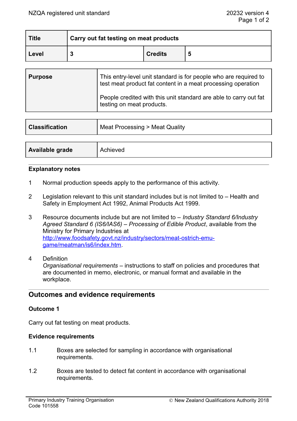 20232 Carry out Fat Testing on Meat Products