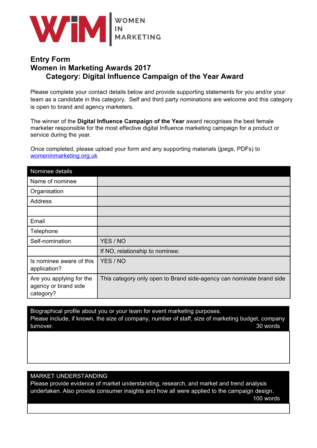 Women in Marketing Awards 2017Category: Digital Influence Campaign of the Year Award