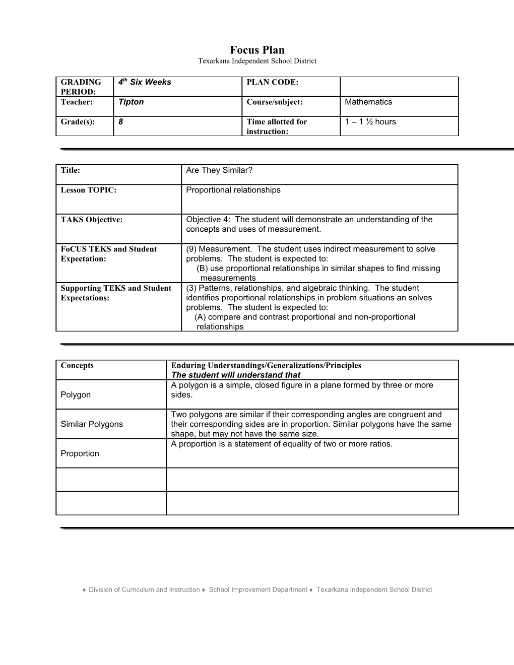 TEKS Lesson Plan/Unit Plan s4