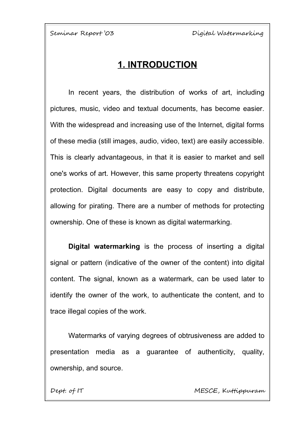 Seminar Report 03 Digital Watermarking