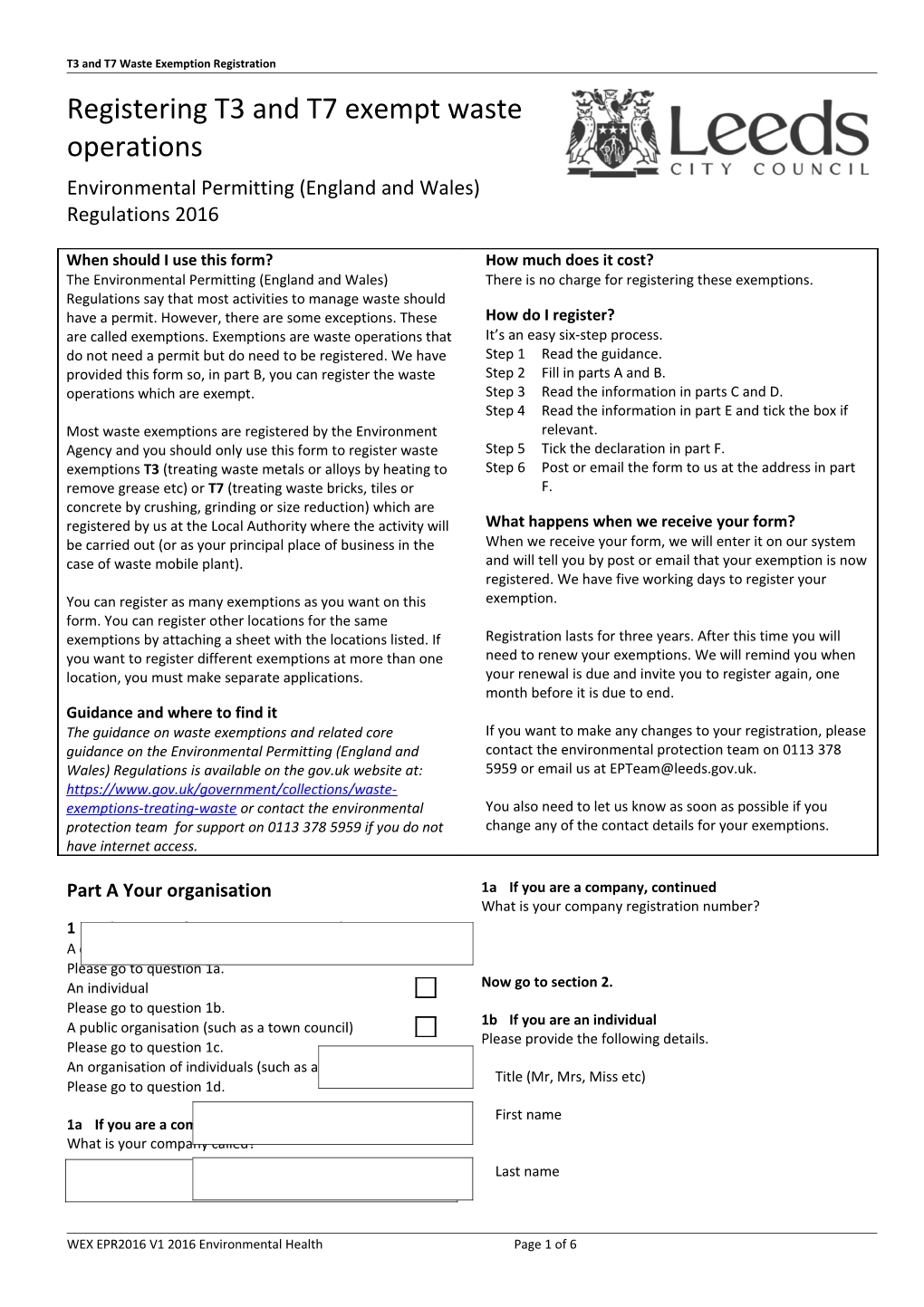 Registering T3 and T7 Exempt Waste Operations