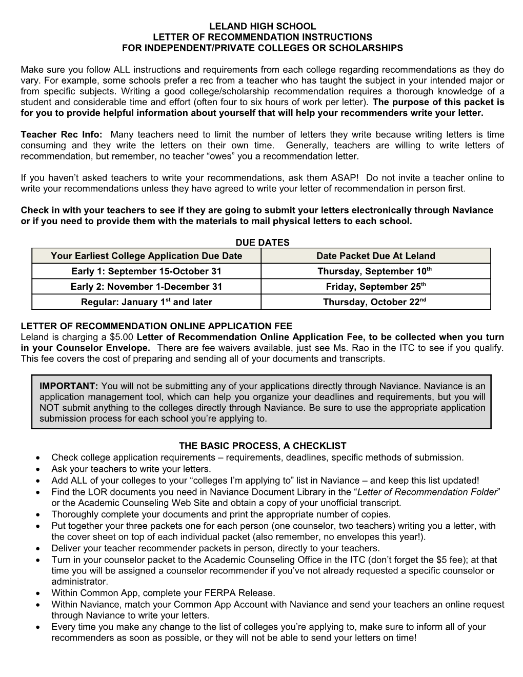 Secondary School Report Instructions