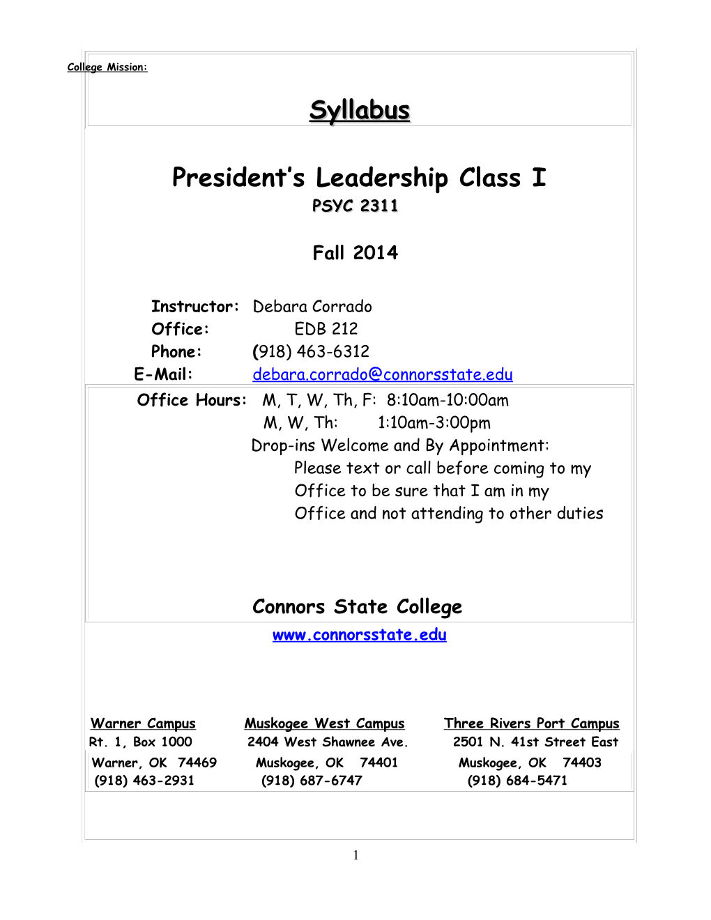 President S Leadership Class I