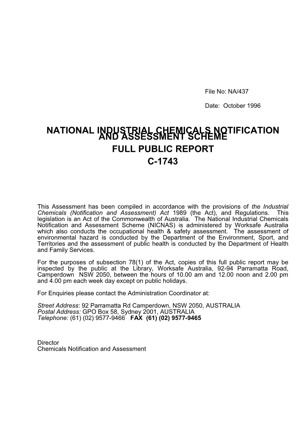 National Industrial Chemicals Notification s11