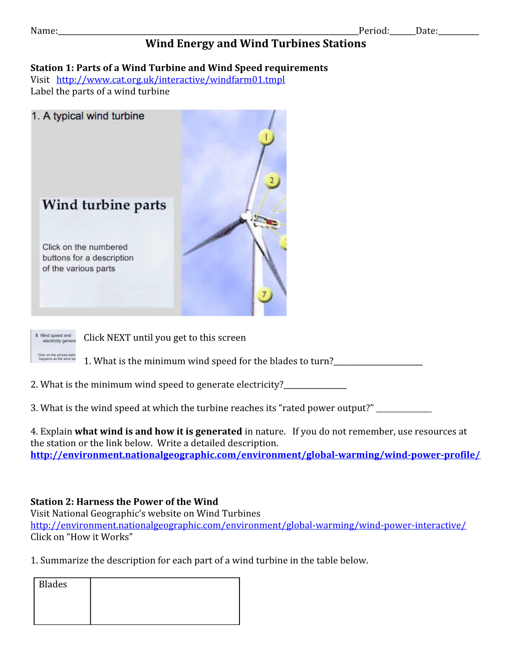 Wind Energy and Wind Turbines Stations