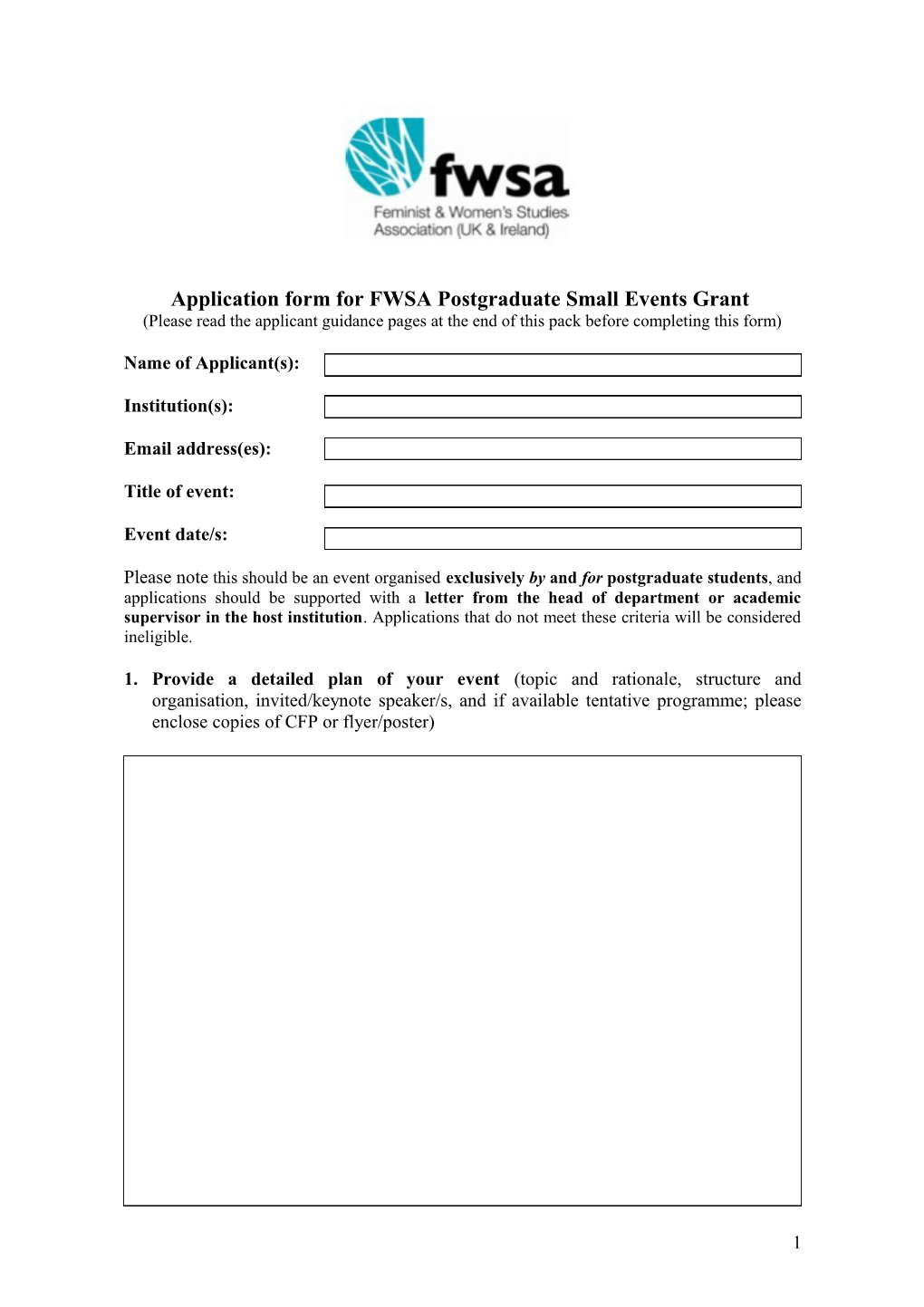 Application Form for BAVS Conference Grants