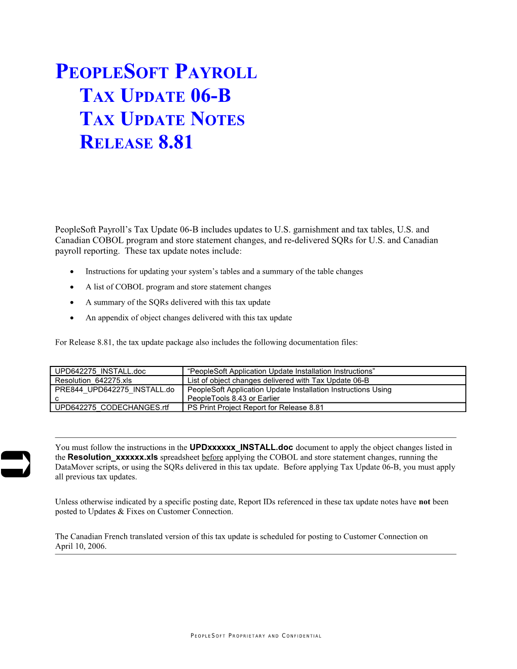 8.81 - Peoplesoft Payroll Tax Update 06-B