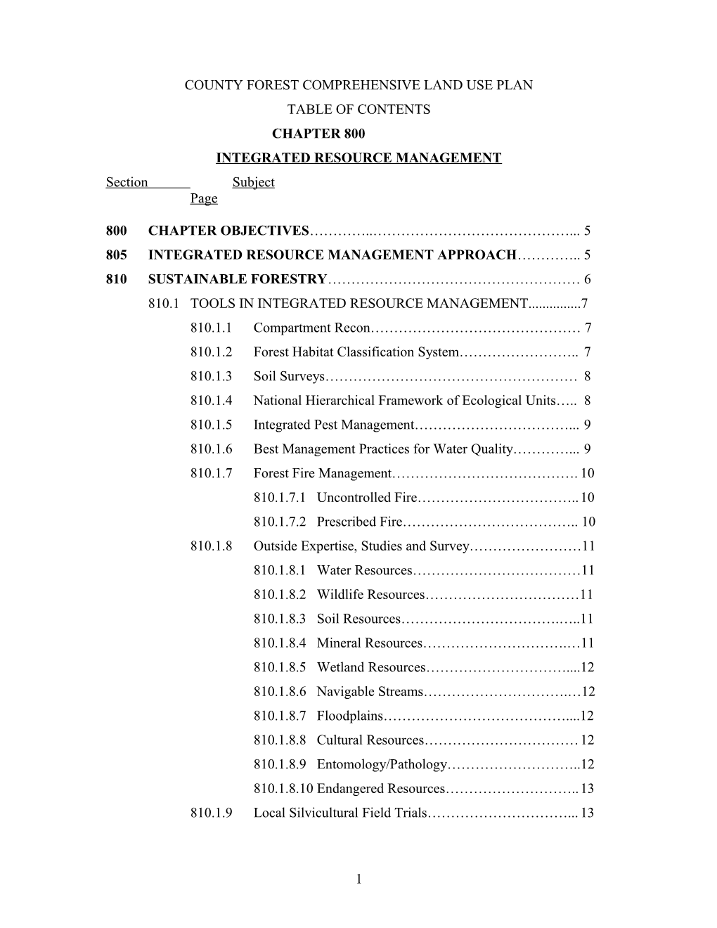 County Forest Comprehensive Land Use Plan s1