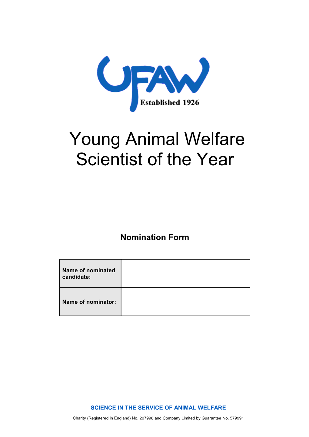 Young Animal Welfare Scientist of the Year Award