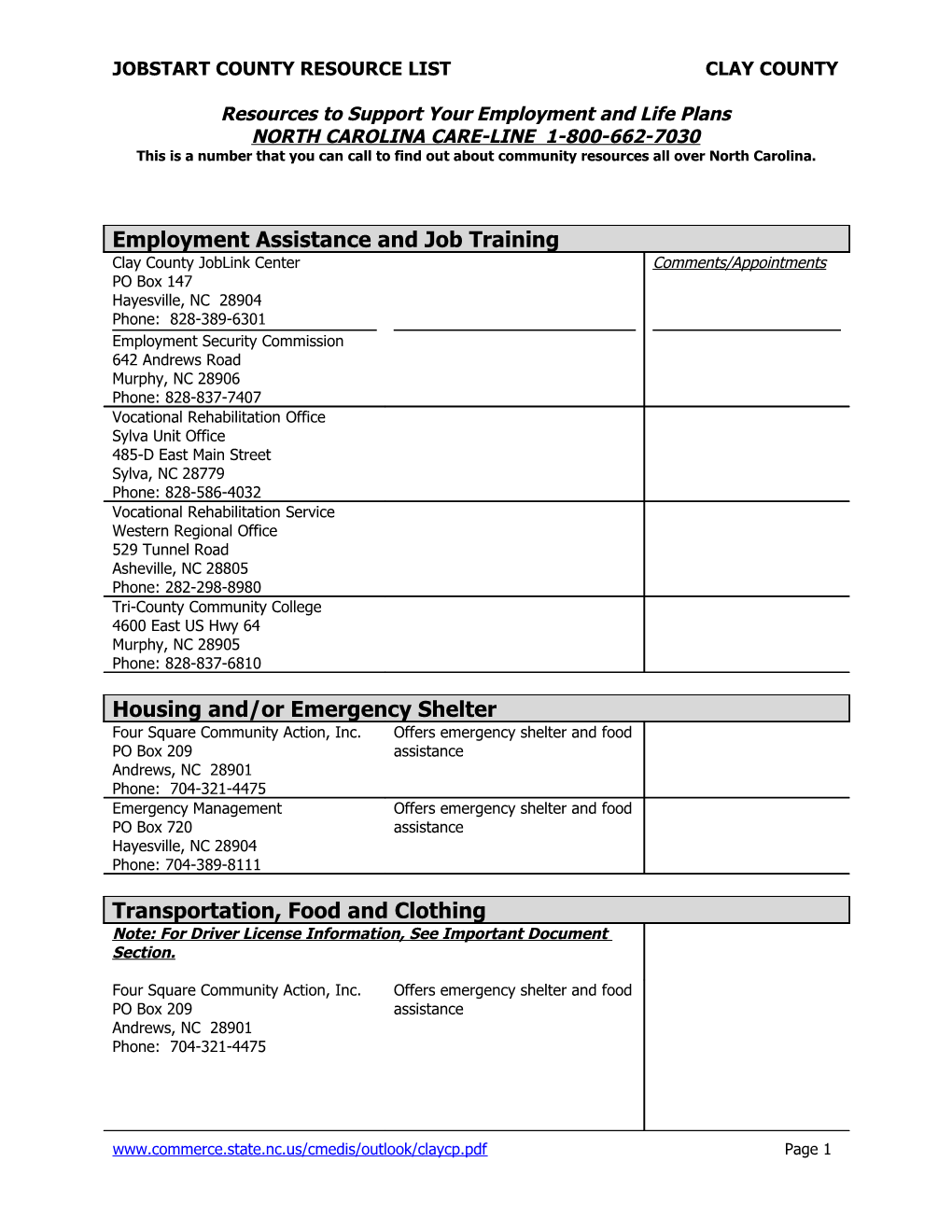 Employment Assistance and Job Training