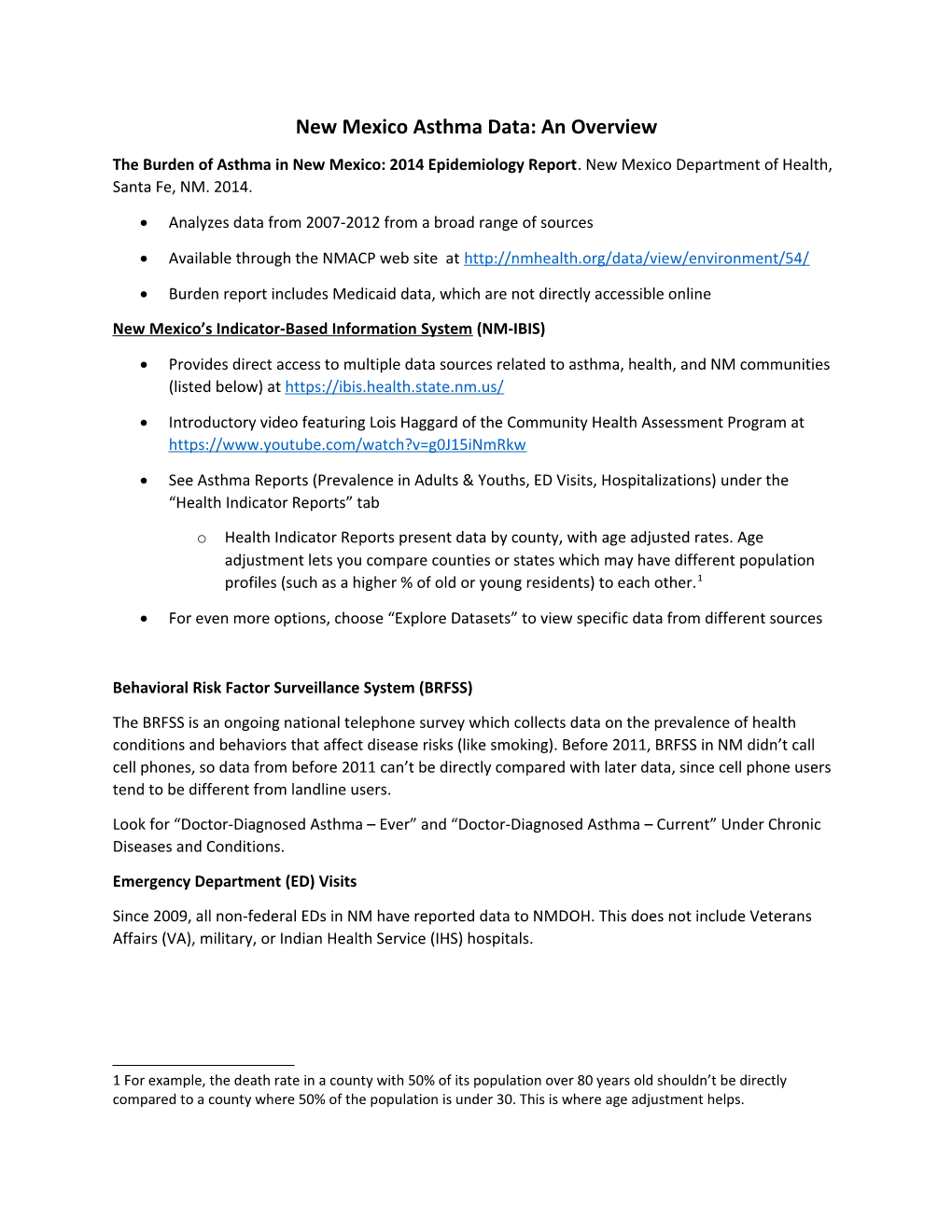 New Mexico Asthma Data: an Overview