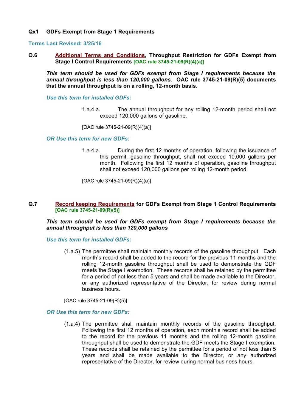 Qx1gdfs Exempt from Stage 1 Requirements