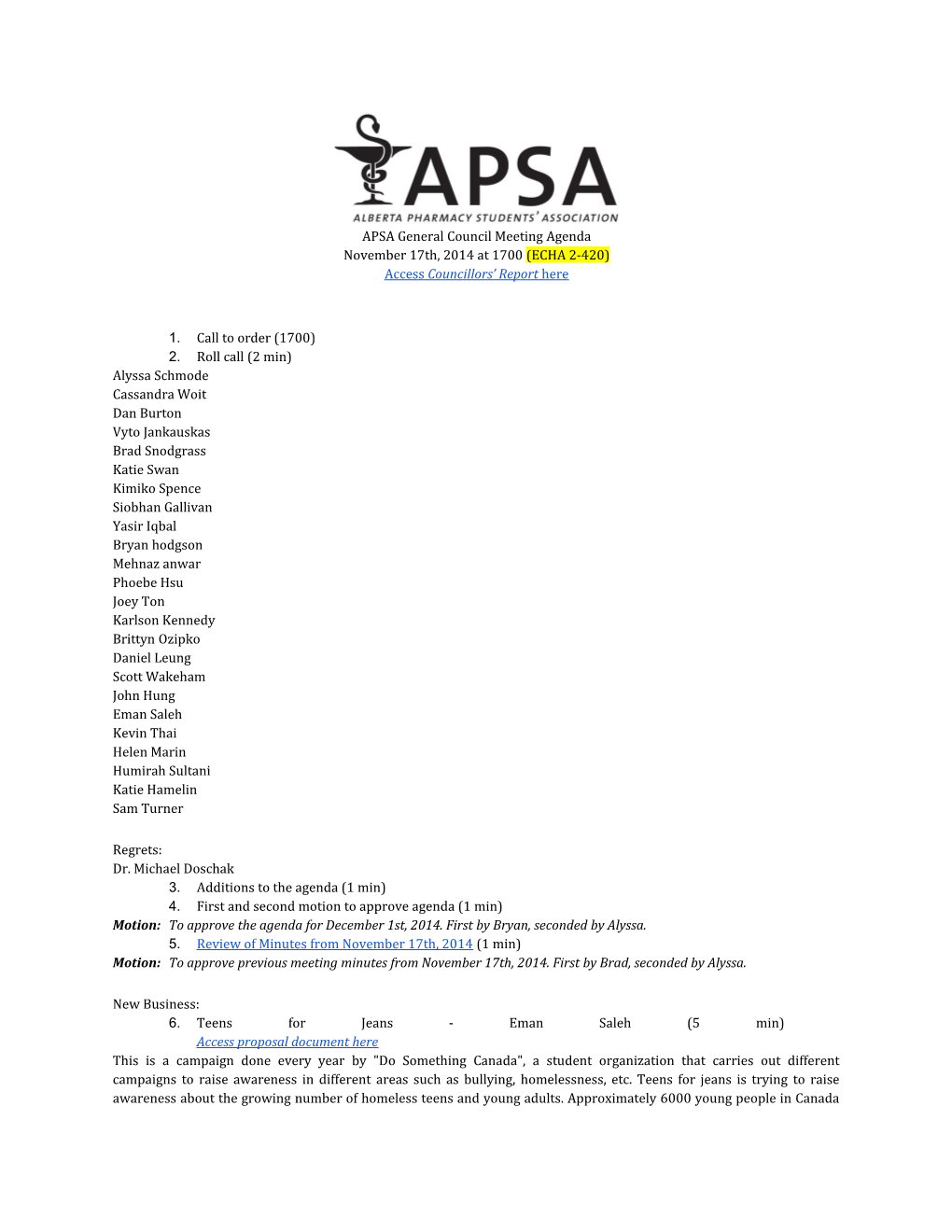 APSA Council Meeting Minutes 2014-12-01