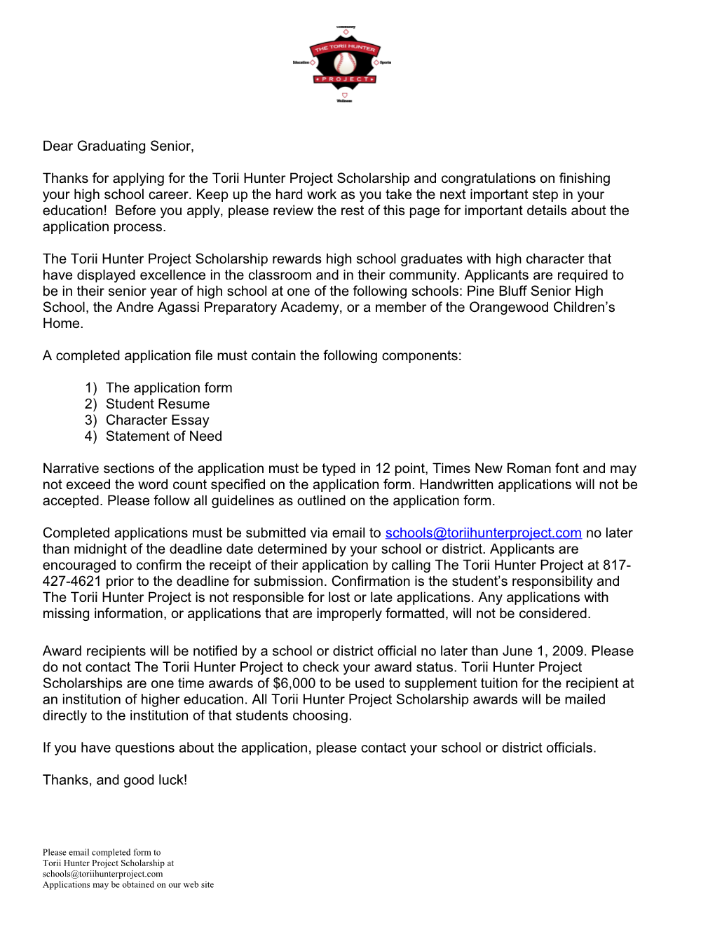 Xerox Technical Minority Scholarship Application 2009-2010