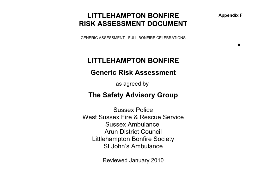 Risk Assessment - Bonfire Safety Committee