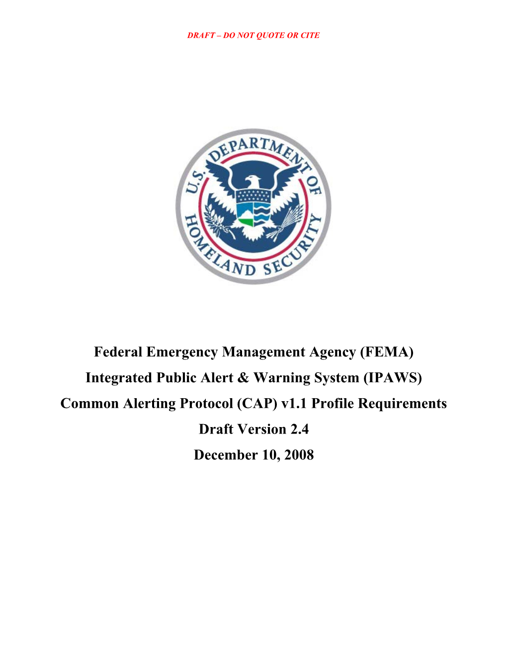 IPAWS Capv1.1 Profile Requirements