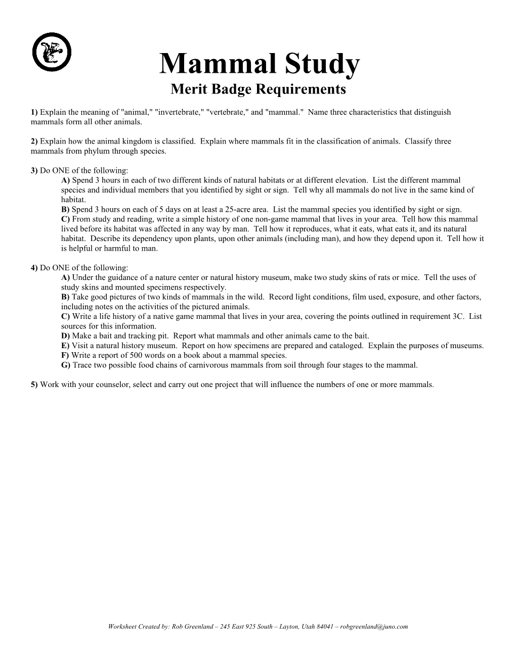 Merit Badge Requirements