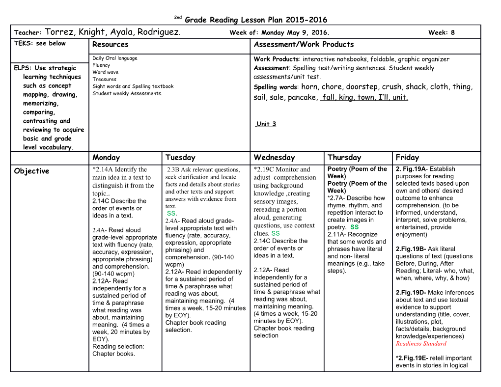 3Rd Grade Science- 1St 9 Weeks