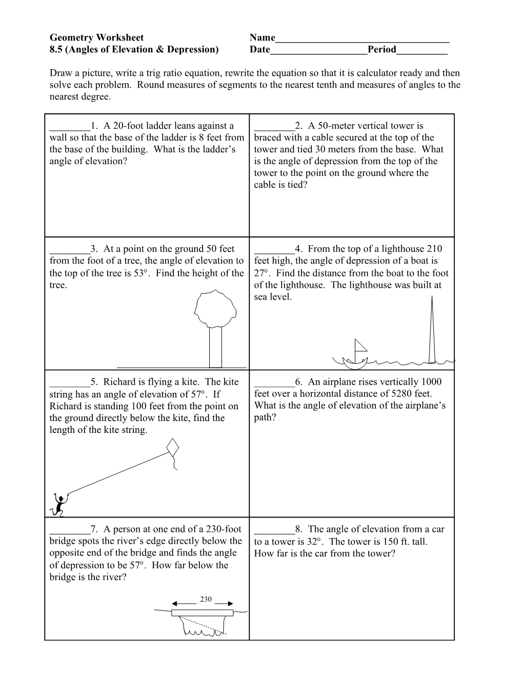 Geometry Advanced Worksheet