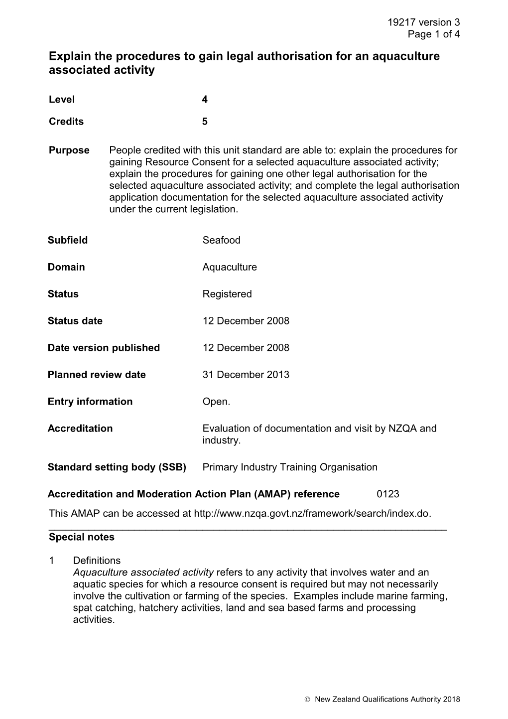 19217 Explain the Procedures to Gain Legal Authorisation for an Aquaculture Associated Activity