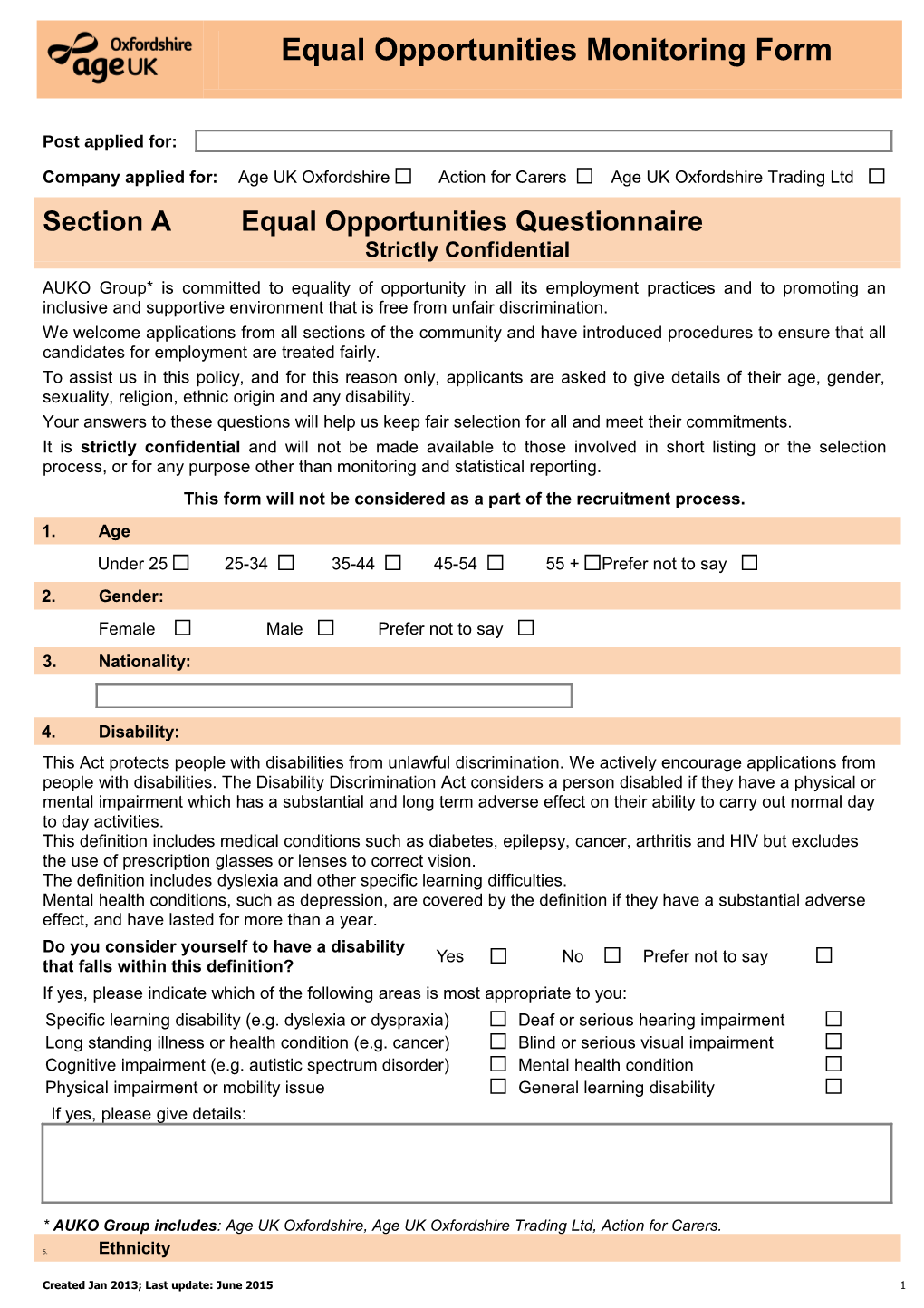 Job Application Form Template s8