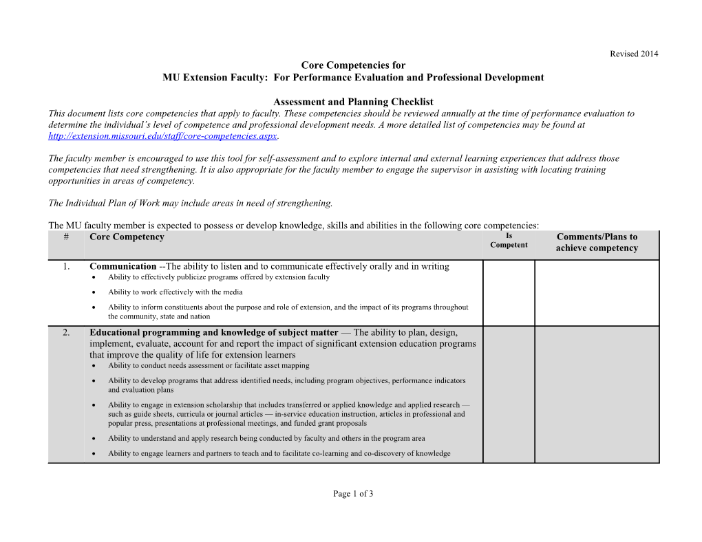 Core Competencies For