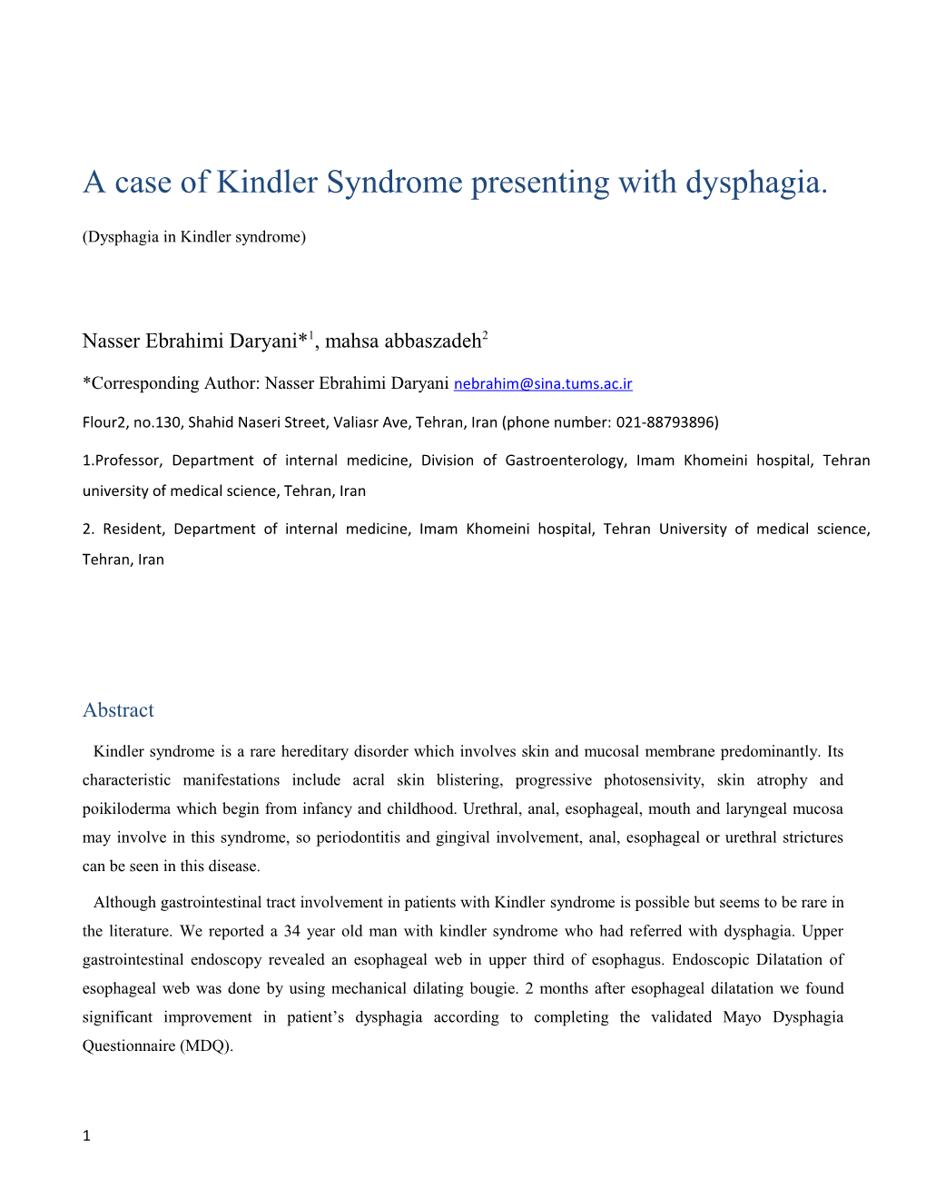 A Case of Kindler Syndrome Presenting with Dysphagia