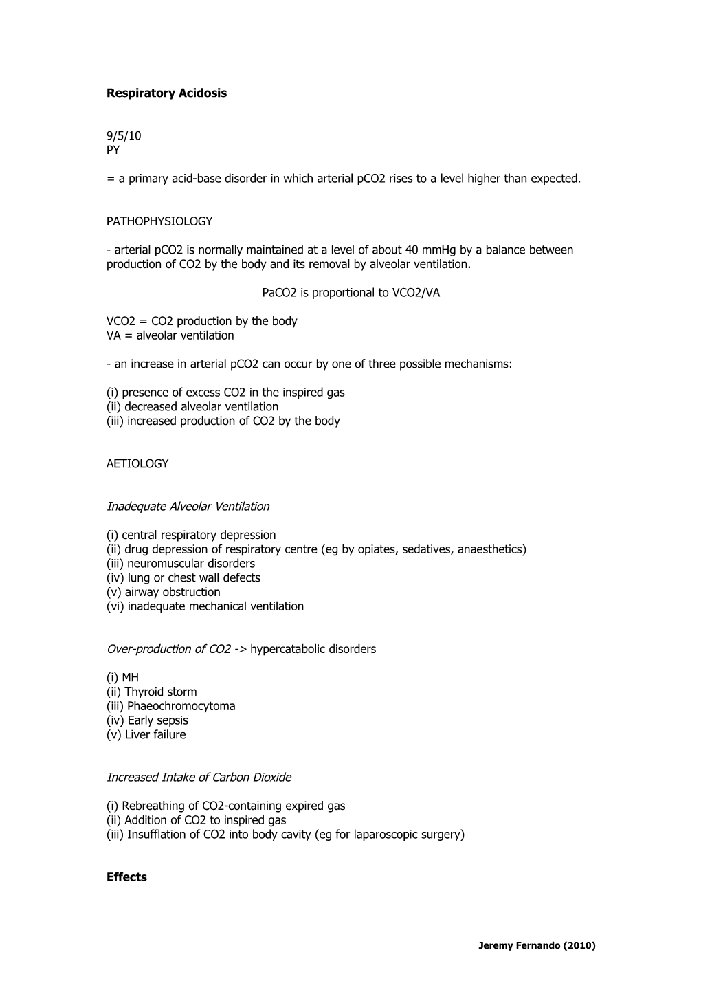 Respiratory Acidosis