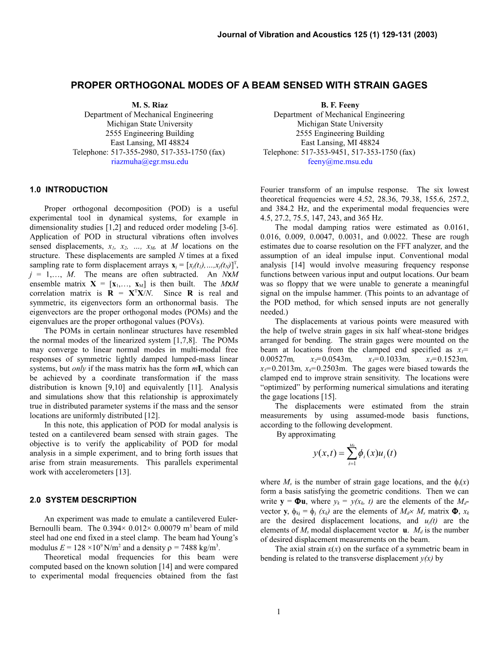 Journal of Vibration and Acoustics 125 (1) 129-131 (2003)