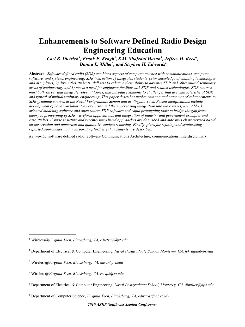 Enhancements to Software Defined Radio Design Engineering Education