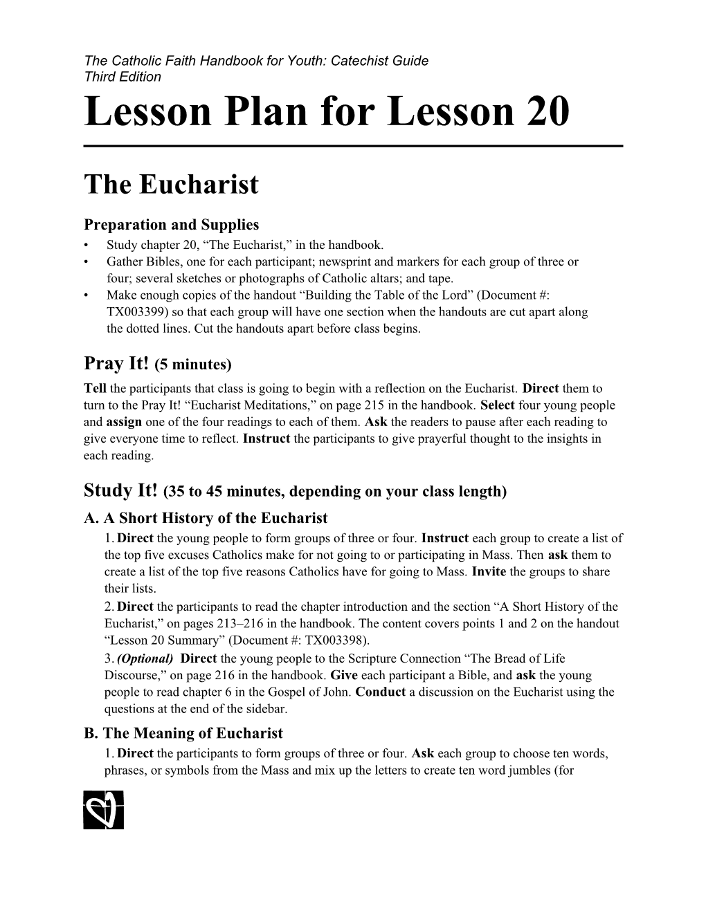 Lesson Plan for Lesson 20