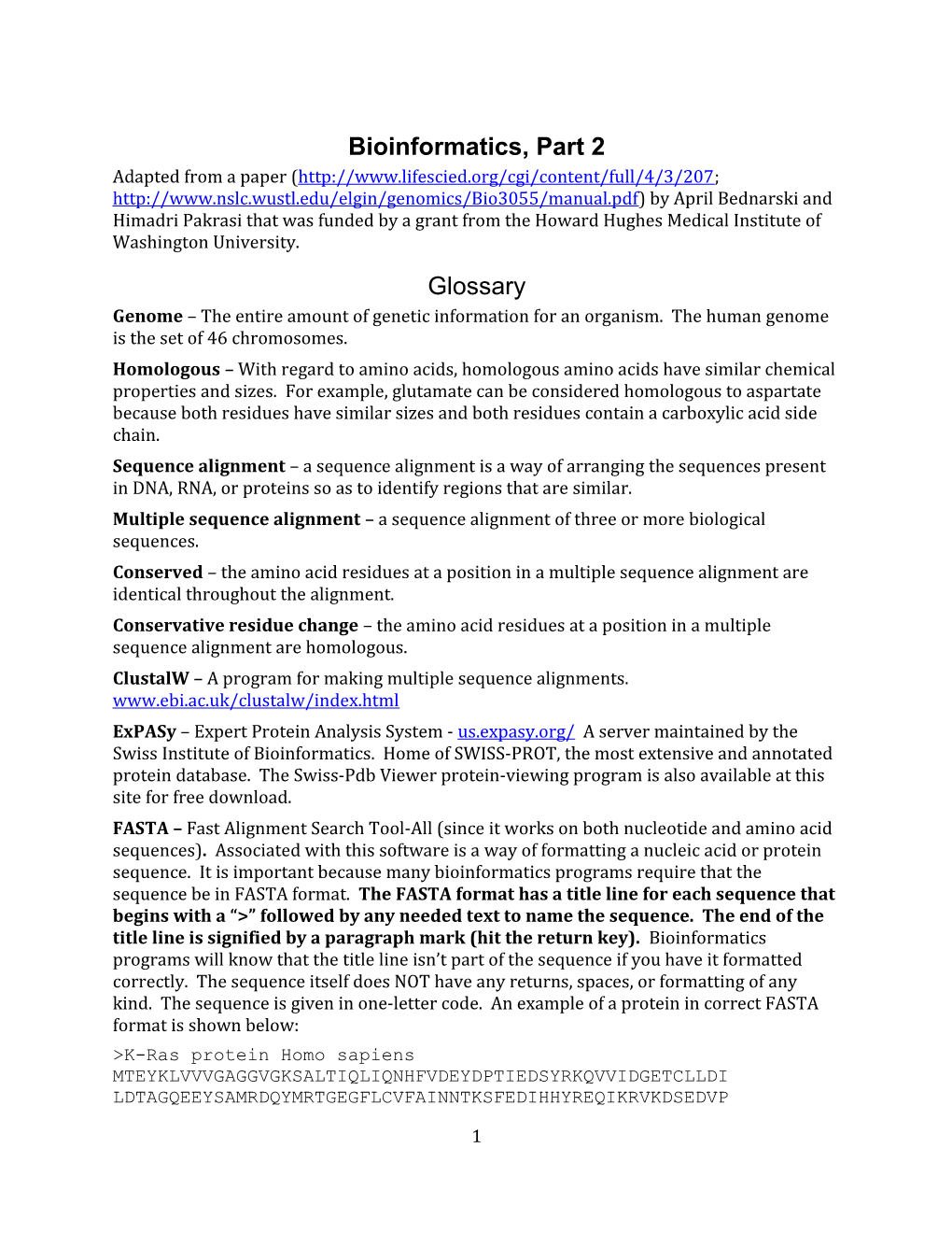 Bioinformatics, Part 2