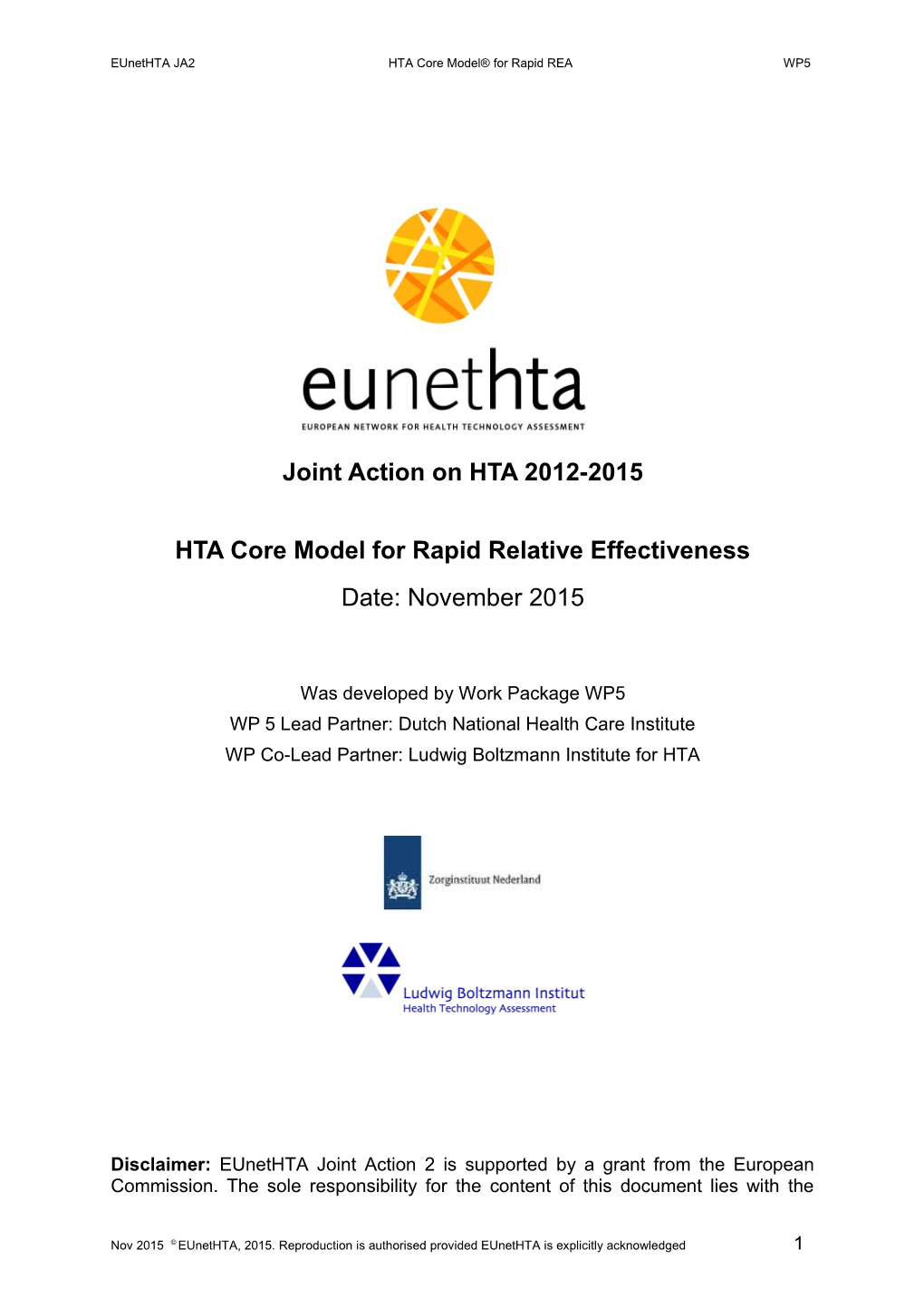 Eunethta JA2 HTA Core Model for Rapid REA WP5