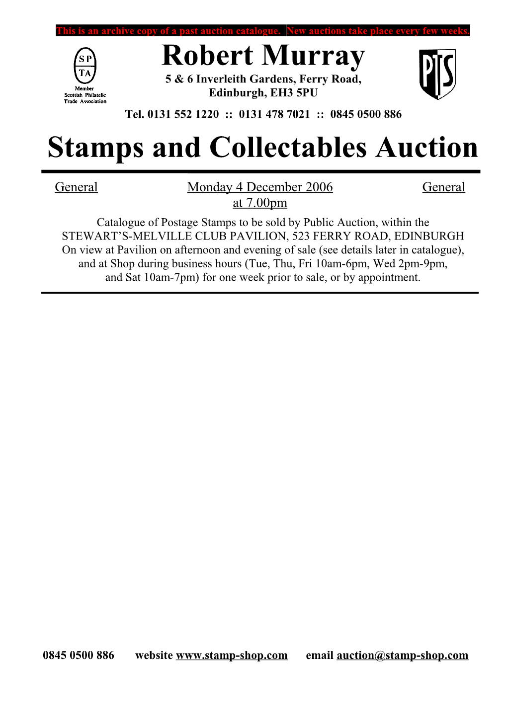 Robert Murray Stamp Auction