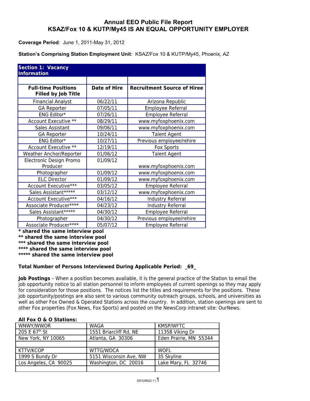 2009 EEO Report - WMDT (00128622)