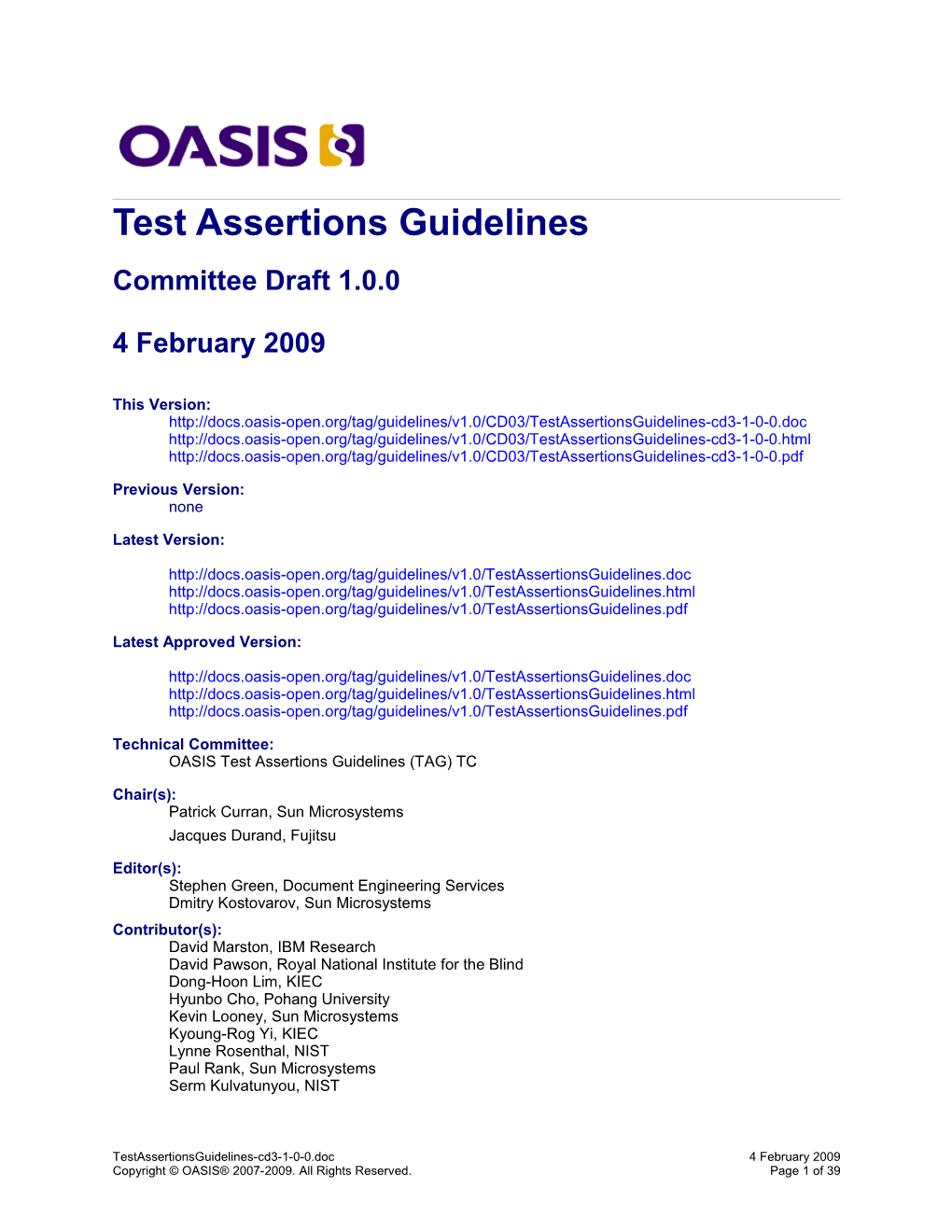 Test Assertions Guidelines