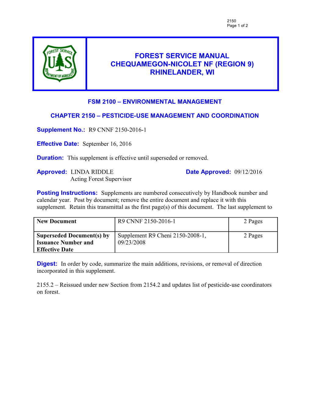 Chapter 2150 Pesticide-Use Management and Coordination