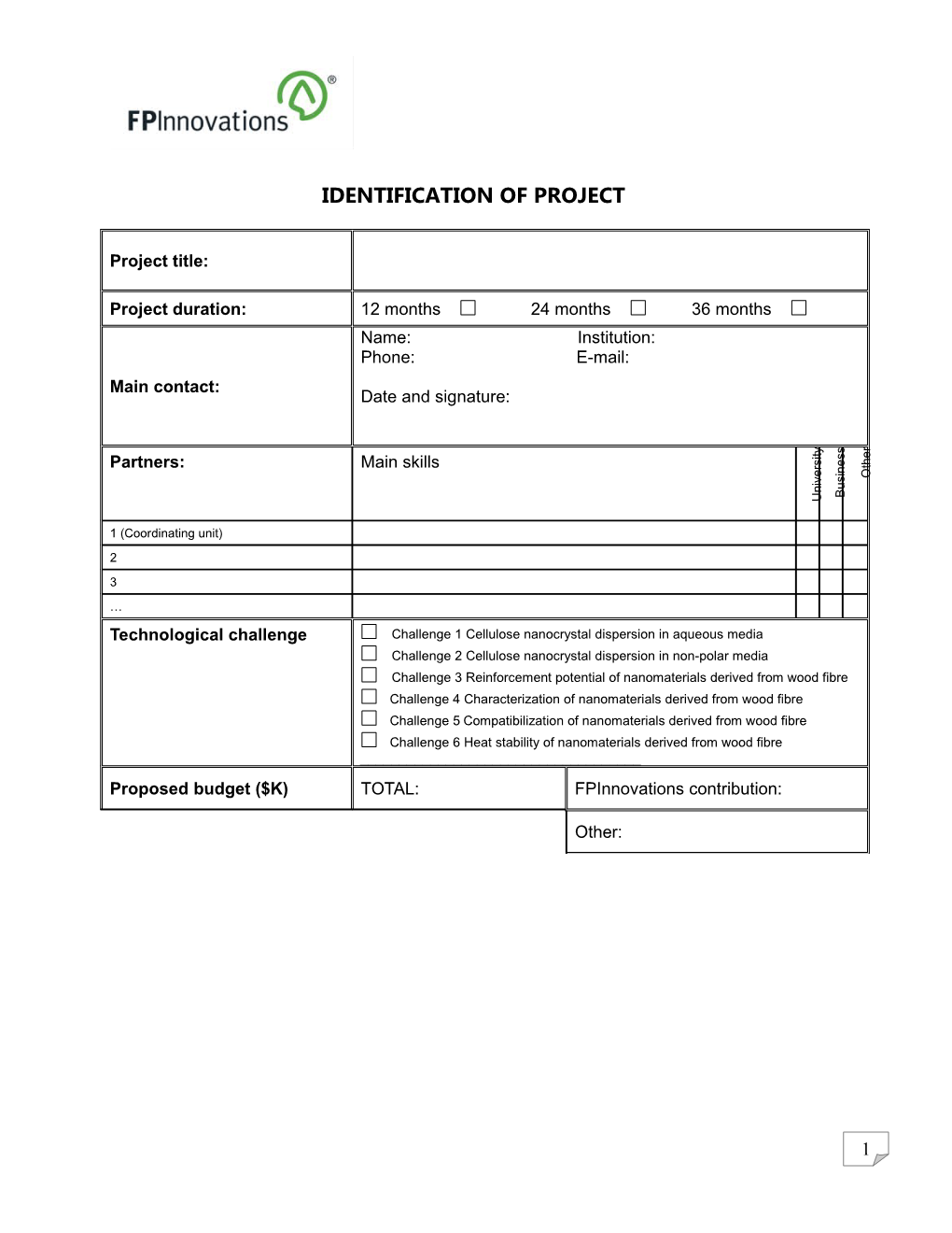 Identification of Project