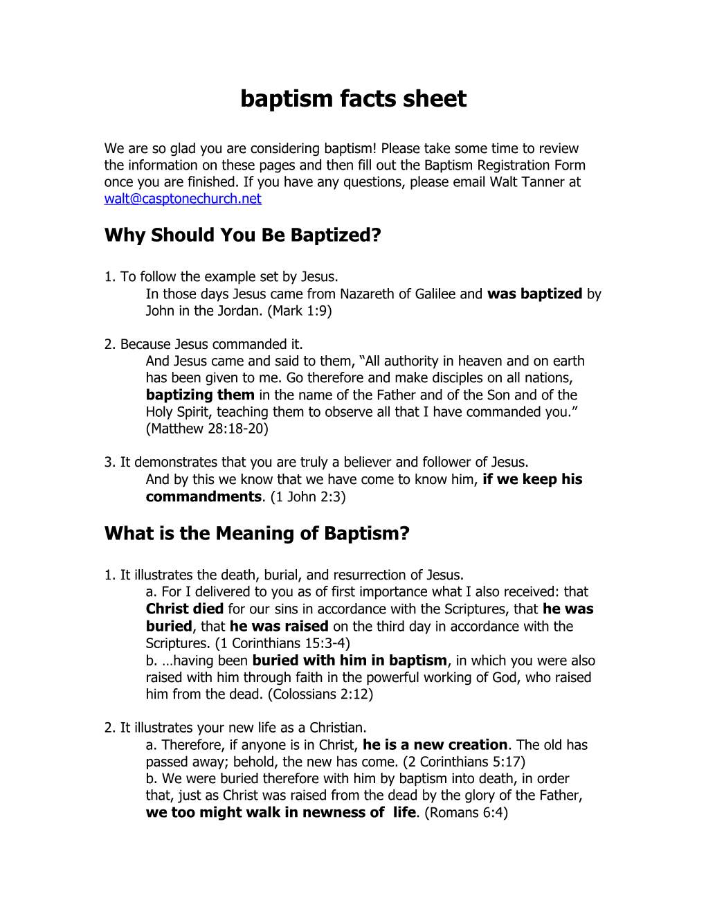 Baptism Facts Sheet