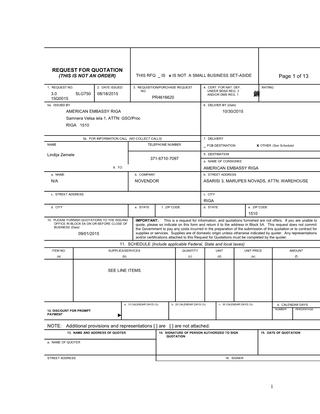 Sample RFP for Commercial Items