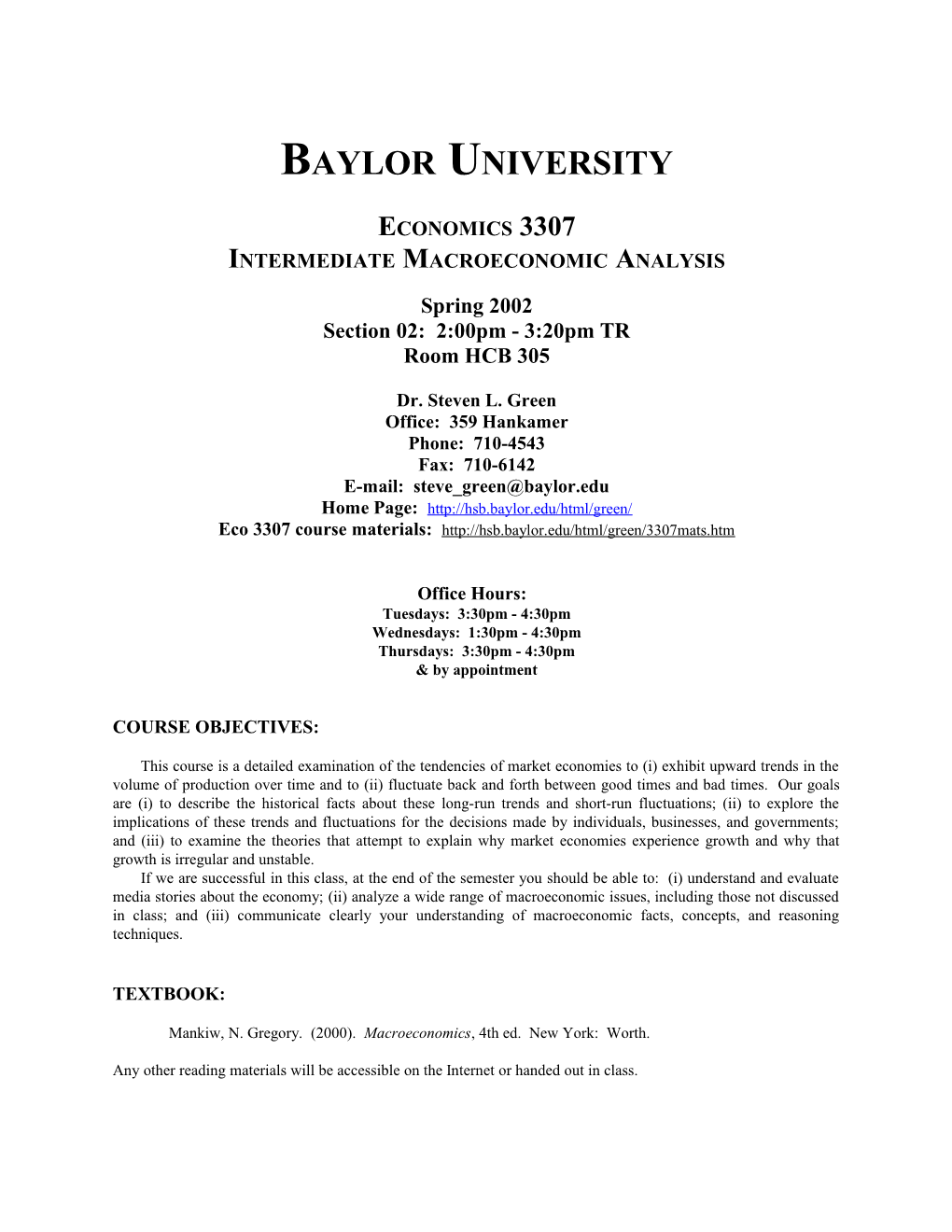 Syllabus for Economics 3307 Spring 2002 Page 6