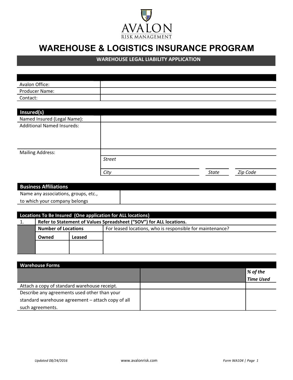 Warehouse Insurance Program